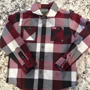 DIXXON Kids Burgundy and Gray Plaid Button Down Shirt